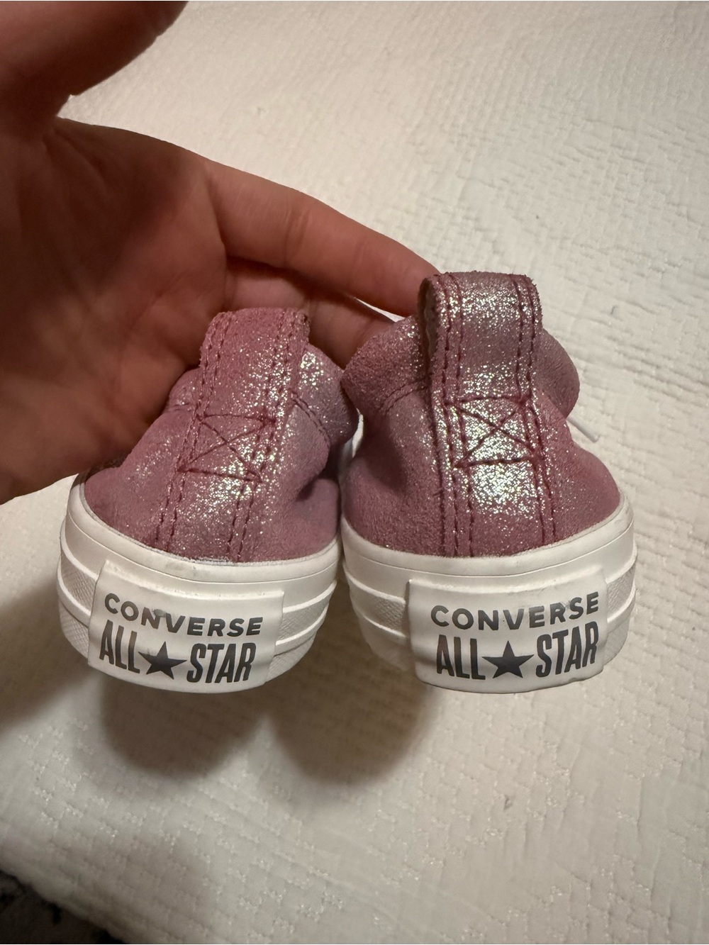 Converse Dusty Pink Glitter Slip-On Low Tops - Picture 3 of 4
